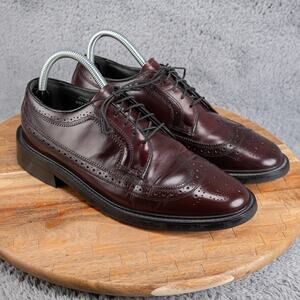 Vintage OAKWOODS Longwing Blucher Oxblood Leather Dress Shoes Made In USA Sz 7.5